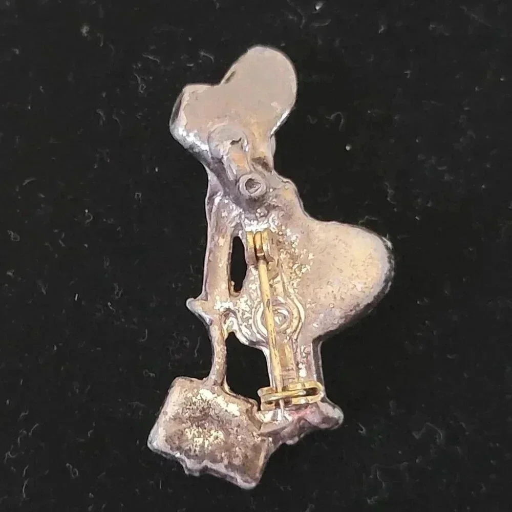 Vintage Estate Brooch Pin Schoolgirl Faux Pearl Rhinestones 1 1/2" - Picture 2 of 2